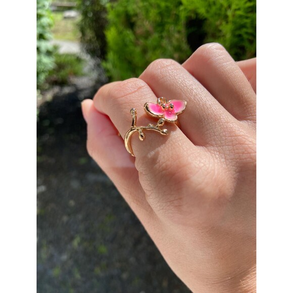 Adjustable Ring - Pink and Gold Ring - Minimalist Ring - Picture 2 of 2